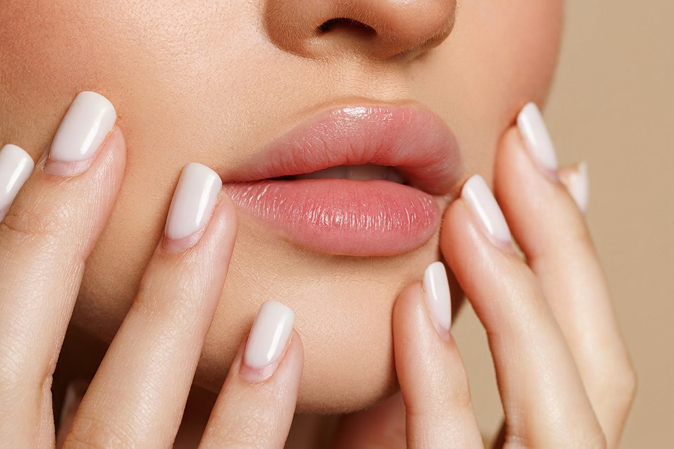 Close-up of natural fuller lips representing Restylane Silk for subtle lip volume and fine line smoothing.